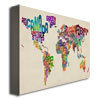 Trademark Fine Art Michael Tompsett 'Typography World Map II' Canvas Art, 30x47 MT0024-C3047GG